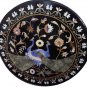 Size 30"x30" Marble Coffee Side Table Top Peacock Inlay Marquetry Garden Decor
