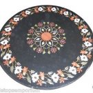 Size 30"x30" Italian Marble Coffee Table Top Semi Precious Gem Mosaic Inlay Arts