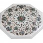Size 1'x1' Marble Coffee Table Top Abalone Shell Semi Precious Home Decor Art