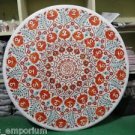 30" White Marble Hakik Floral High Quality Pietra Dura Inaid Mosaic Home Decor 30" White Marble Hakik Floral High Quality Pietra Dura Inaid Mosaic Home Decor