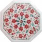 Size 1'x1' White Marble End Coffee Corner Table Top Carnelian Stone Mosaic Decor