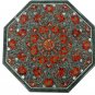 18" Green Marble Dining Table Top Coffee Hakik Inlaid Pietra Dura Home Decor Art