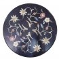 Size 2'x2' Black Marble Round Coffee Center Table Top Inlay Mosaic Marquetry Art