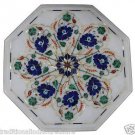 Size 1'x1' Marble Side Coffee Table Top Rare Pauashell Mosaic Floral Decor