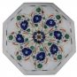 Size 1'x1' Marble Side Coffee Table Top Rare Pauashell Mosaic Floral Decor