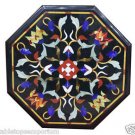 12" Black Marble Table Top Coffee Foyer Garden Inlay Mosaic Inlaid Handmade Art