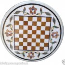 Size 2'x2' White Marble Round Corner Coffee Chess Table Top Inlay Pietradure Art