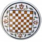 Size 2'x2' White Marble Round Corner Coffee Chess Table Top Inlay Pietradure Art