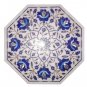 Size 1'x1' White Marble Center Side Coffee Table Top Lapis Lazuli Mosaic Work