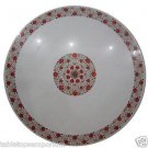 Size 4'x4' Marble Coffee Table Top Carnelian Mosaic Inlay Floral Art Decor