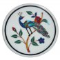 Size 1'x1' Marble End Coffee Table Top Marquetry Inlay Peacock Patio Decor