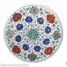 Size 18"x18" White Marble Coffee Table Top Lapis Lazuli Hakik Gem Home Decor Art