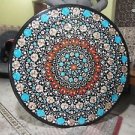 36" Black Marble Turquoise Dining Table Top Coffee Inlay Art Paua Shell Decor