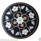 Size 24"x24" Black Marble Coffee Table Top Side Table Marquetry Mosaic Inlaid