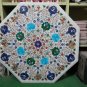 24" Round Marble Dining Turquoise Floral Paua Table Top Coffee Pietra Dura Arts