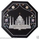 Size 12"x12" Black Marble Coffee Table Top Taj Mahal Handmade Home Decor Arts