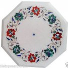 Size 1'x1' White Marble End Coffee Center Table Top Rare Inlay Stone Mosaic Deco
