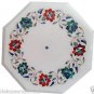 Size 1'x1' White Marble End Coffee Center Table Top Rare Inlay Stone Mosaic Deco