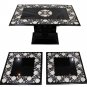 Lot 3 Black Marble Coffee Dining Table Top Mother of Pearl Inlay Home Decor