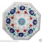 12"x12" Marble Coffee Side Table Top Lapis Gemstone Inlay Mosaic Outdoor Decor