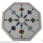 Size 18"x18" Marble Side Coffee Table Top Multi Inlay Mosaic Floral Decor