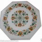 Size 18"x18" Marble Side Coffee Table Top Rare Hakik Gem Mosaic Floral Decor