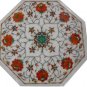 Size 1'x1' Marble End Coffee Table Top Inlay Gem Mosaic Floral Home Decor