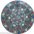 Size 2'x2' Marble Round Coffee Table Top Semi Gems Inlay Mosaic Patio Decor Size 2'x2' Marble Round Coffee Table Top Semi Gems Inlay Mosaic Patio Decor