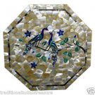 Size 1'x1' Marble End Coffee Table Top Inlay Mother of Pearl Peacock Decor