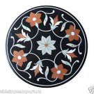 Size 24"x24" Black Marble Side Table Top Mosaic Handmade Home Decor Arts