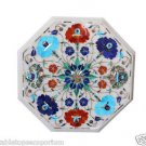 Size 1'x1' White Marble Corner Table Top Inlay Mosaic Marquetry Christmas Gifts