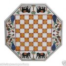 Size 24"x24" Marble Coffee Chess Art Table Top Elephant Mosaic Inlaid Home Decor