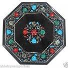 12" Black Marble Table Top Coffee Paua Shell Beautiful Home Decor Handmade New