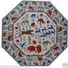 Size 42"x42" Marble Dining Coffee Table Top Rare Jungle Mosaic Art Decor
