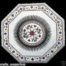 42" Marble Table Top Semi Precious Stone Inlaid Pietra Dura Foral Home Decor Art