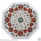Size 14"x14" Marble Handmade Side Table Top Inlay Pietra Dura Italian Art Home