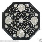 12" Black Marble Table Top Coffee Paua Shell Floral Pietra Dura Inlaid Art Decor 12" Black Marble Table Top Coffee Paua Shell Floral Pietra Dura Inlaid Art Decor