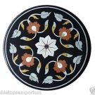 Size 24"x24" Black Marble Coffee Table Top Side Table Marquetry Handmade Arts