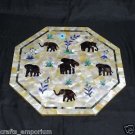 18" Marble Coffee Dining Table Top Paua Shell Elephant pietra Dura Home Decor