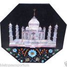 Size 2'x2'  Black Marble Side Coffee Center Table Top Inlay Tajmahal Mosaic Deco