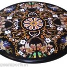 Size 36"x36" Black Marble Coffee Table Top Marquetry Mosaic Inlay Art Home Decor Size 36"x36" Black Marble Coffee Table Top Marquetry Mosaic Inlay Art Home Decor