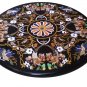 Size 3.5'x3.5' Black Marble Coffee Table Top Rare Inlay Floral Mosaic Decor