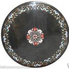 Size 24"x24" Marble Center Coffee Table Top Rare Gem Marquetry Mosaic Inlay Deco