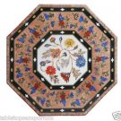 Size 24"x24" Marble Coffee Center Table Top Semi Precious Gems Mosaic Inlay Work