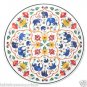 Size 2.5'x2.5' Marble Dining Table Top Handmade Real Gems Jungle Art Inlaid