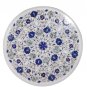 18" White Marble Coffee Side Table Top Lapis Lazuli Marquetry Inlay Garden Decor