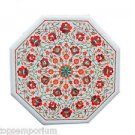 Size 18"x18" Marble Side Coffee Table Top Carnelian Inlay Mosaic Patio Decor