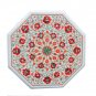 Size 18"x18" Marble Side Coffee Table Top Carnelian Inlay Mosaic Patio Decor