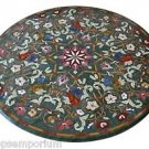 3'x3' Marble Round Coffee Table Top Rare Mosaic Inlay Marquetry Art Outdoor Deco