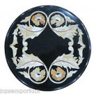 12" Black Marble Rare Marquetry Foyer Table Coffee Top Mosaic Home Decor Art